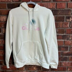 Adidas womens graphic logo pullover sweatshirt hoodie white medium